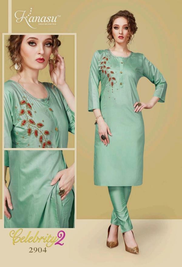 Kanasu Celebrity 2 Designer Ethnic Wear Silk Kurti With Bottom 